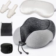 「旅する人のU型まくら」ネックピロー(ダークグレー5点セット(白))