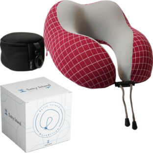 「旅する人のU型まくら(グリッド)」ネックピロー(レッド)