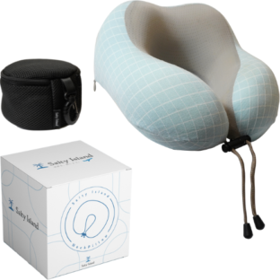 「旅する人のU型まくら(グリッド)」ネックピロー(アクア)